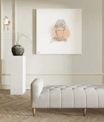 tela ritratto di frida kahlo con stile line art