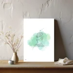 ritratto frida kahlo con stile line art verde