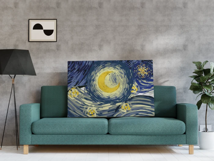 tela notte stellata con luna di van gogh