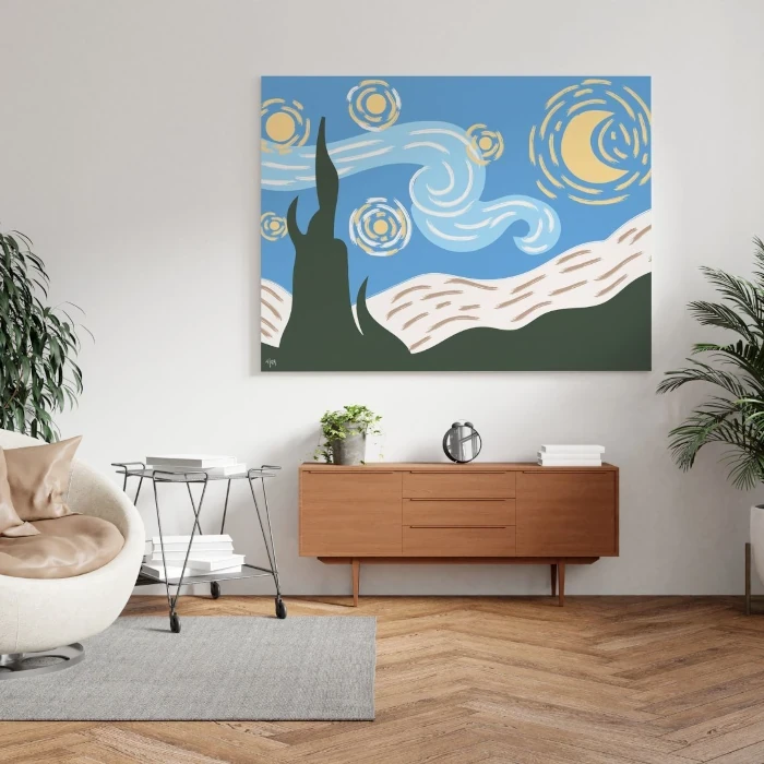 Tela di Van Gogh la notte stellata